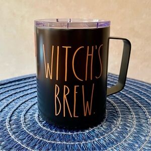 Rae Dunn WITCH'S BREW Black and Orange Insulated Stainless Steel Mug BRAND NEW!
